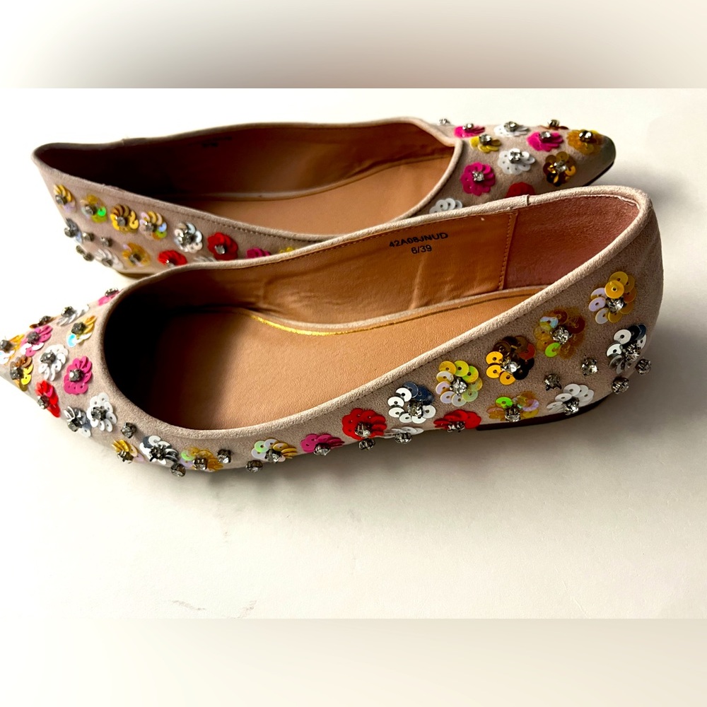 Topshop sequined suede flat shoes